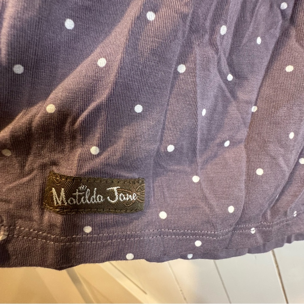 Matilda Jane Women’s Perfect in Purple Polka-Dot Knit Jersey Tunic Size Large - Picture 5 of 6